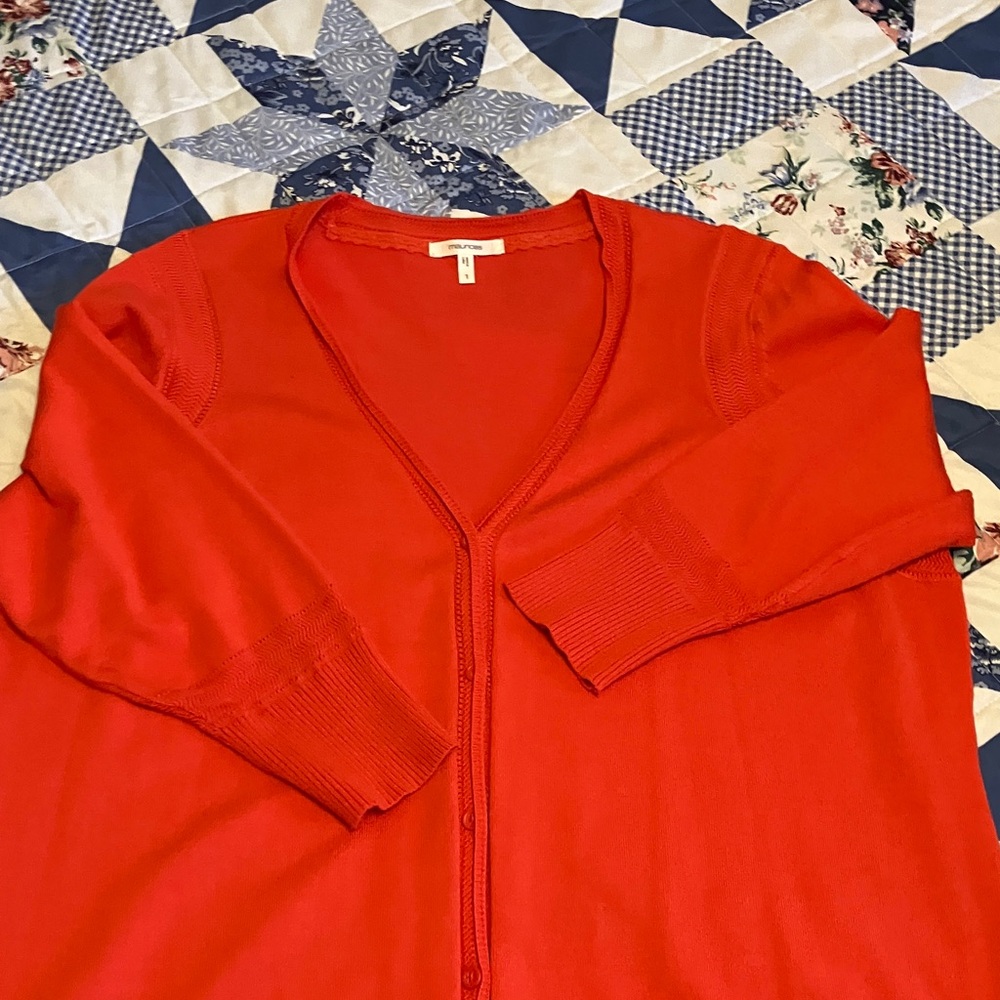 Maurices Vibrant Coral Cardigan Sweater